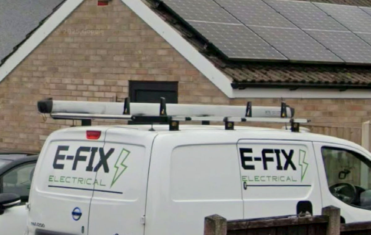 E-Fix Electrical van outside a property in Derby